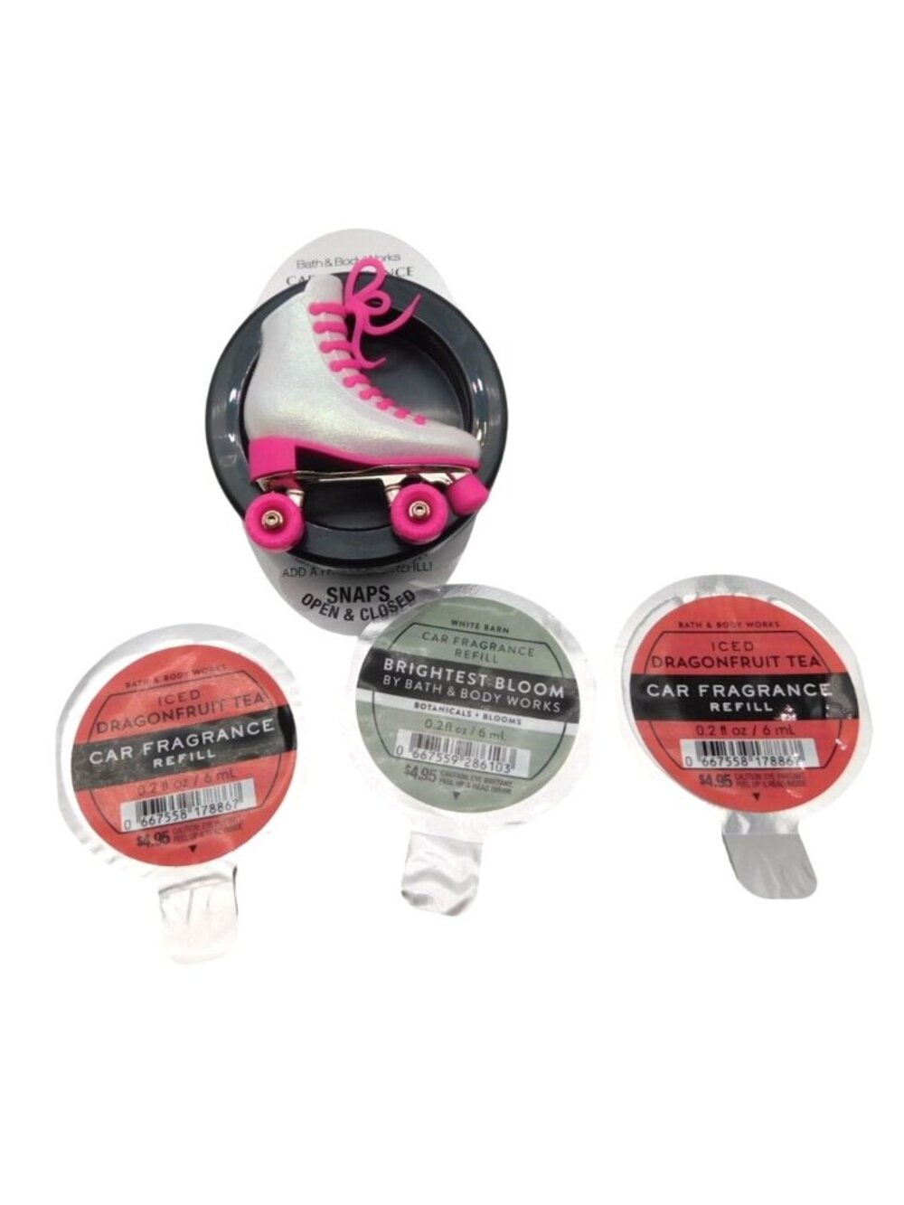 Bath and Body Works Roller Skate Car Visor Clip Air Freshener Scents Dragonfruit